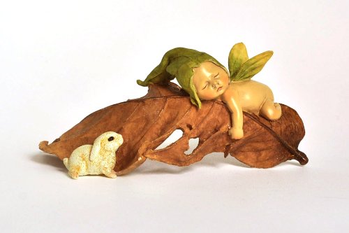 Top Collection Enchanted Story Garden Sleeping Fairy Baby Outdoor Décor with Baby Rabbit