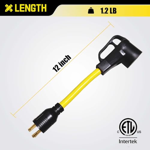 Image of 4 Prong Twist Lock 30 Amp to 50 Amp RV Adapter Cord 240V, NEMA L14-30P Locking Male to 14-50R Female for Tesla EV