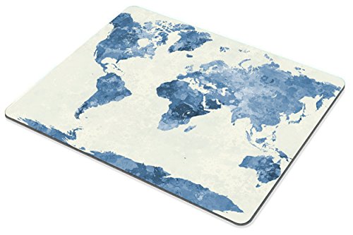 Smooffly World Map Gaming Mouse Pad,Watercolor Bule World Map Mouse Pad Non-Slip Rubber Mousepads #TOP3