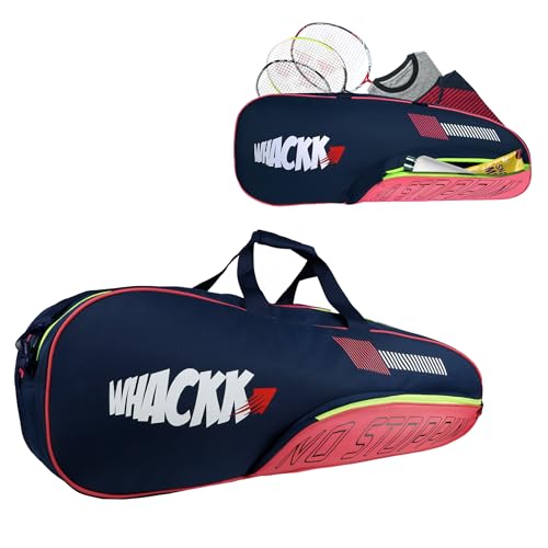 WHACKK Rally |Unisex Lightwieght Stylish Tennis Badminton Squash Shuttle Equipment Kit Cover Bag |2 Spacious Compartments|Backpack & Duffel Racket Tennis-4 Badminton-6 (Pink) (Pink) (B0CLLTJXQ3) Amazon Price History, Amazon Price Tracker