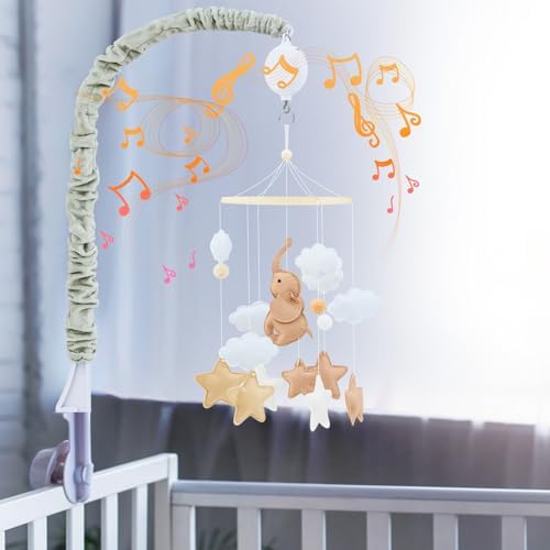 Foilswirl Baby Crib Mobile Musical Elephant Decor Safari
