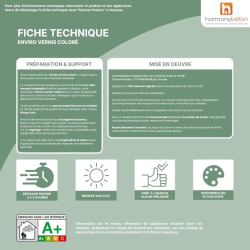 Harmony Béton - Enviro Vernis Coloré – Hydrofuge Teinté et Finition Décorative pour Béton Extérieur – 1 L – Anthracite – beton harmony – vue 6