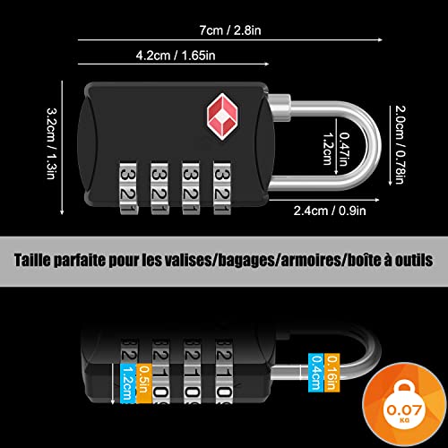 Sangle Valise Tsa Voyage : Diyife TSA Cadenas Valise, Luggage Locks, Cadenas Code 4 Chiffres (Top 1) – Image 6