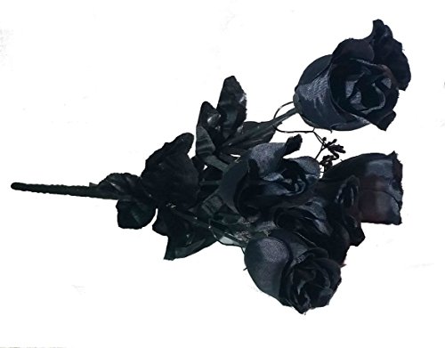 MM TJ Products Artificial Black Roses- Real-Looking Everlasting Black Roses Bouquet- 7 Stems Bouquet of Black Roses (1)