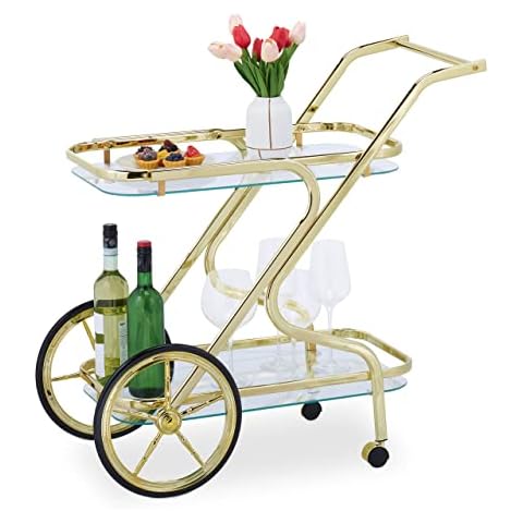 Relaxdays Mobile Serving Trolley with Two Shelves Cover