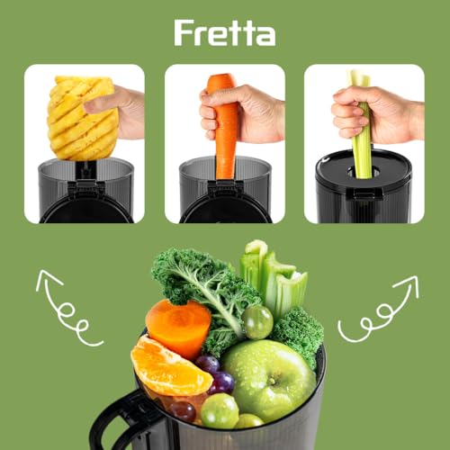 Image of Cold Press Juicer Machines,Fretta Nifty Slow Masticating Juicer Machines with PCTG Material from the USA,Fit Whole Fruits & Vegetables-Easy to Clean,High Juice Yield,BPA Free,Baby Blue