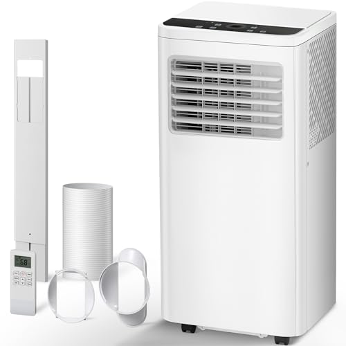 R.W.FLAME 8,000 BTU Portable Air Conditioner, 3-in-1 Portable AC Unit, 4 Modes with 24H Timer/LED Display/Remote Control/Installation Kits for Bedroom/Living Room/Dorm/Office, White