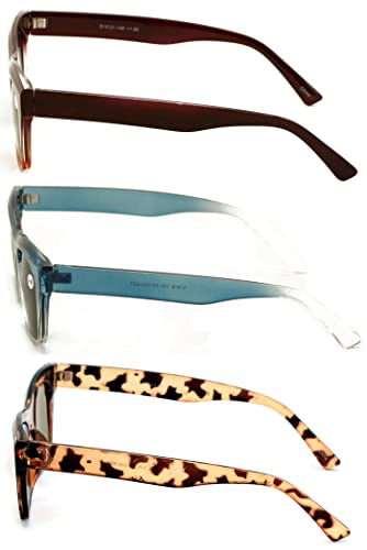 Vision World 3 Pairs Women Outdoor Reading Sunglasses - Fully Magnified Readers (3 Pairs (Coffee/Blue/Tortoise), 1.50) #TOP3