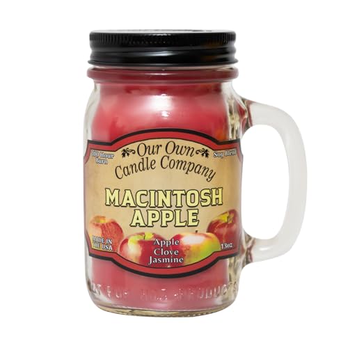 Our Own Candle Company, Macintosh Apple Scented Mason Jar Candle, 100 Hour Burn Time,13 Ounces