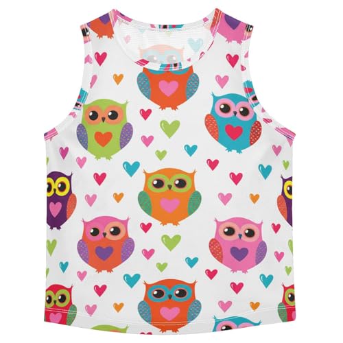 J JOYSAY Owl Heart Colorful Boys Tank Top Sleeveless Muscle Shirts Quick Dry Kids T-Shirts 3-15T