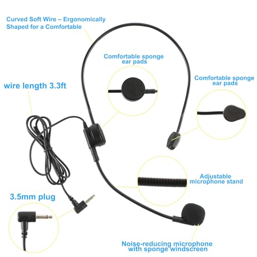 EXMAX 3 pcs 3.5mm Headset Microphone Flexible Wired Boom for Belt Pack Mic Systems Tour Guide System Voice Amplifier Teachers Speaker Coach - 3 Pack miniatura 4