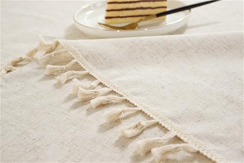 Nappe rectangulaire 140x160 cm unie avec dentelle et pompons