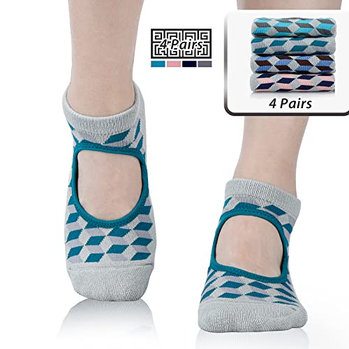Image of unenow Non Slip Grip Yoga Socks for Women with Cushion for Pilates, Barre, Home