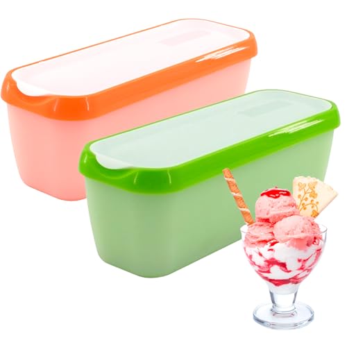MEYAGOT Confezione Da 2 Contenitori Per Gelato, Contenitori Per Gelato, Contenitori Per Gelato Riutilizzabili, Contenitori Per Gelato Da 1,5 Litri, Contenitori Per Conservazione Gelato Per Yogurt