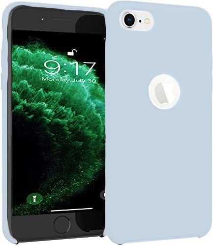 Image of VONZEE Liquid Silicone Soft Back Cover for iPhone 7 Case, Shockproof Slim Camera & Full Body Protection Non Yellowing Cover with Microfiber Lining & Logo Cut (4.7 Inch) -Mist Blue