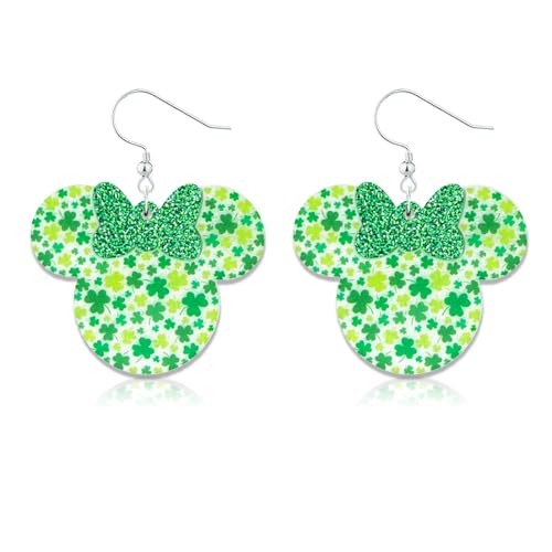 INLOLLY St Patrick's Day Earrings Lightweight St Patricks Day Accessories for Women Cute Shamrock Minnie Earrings Jewelry Shirt Costume Gifts