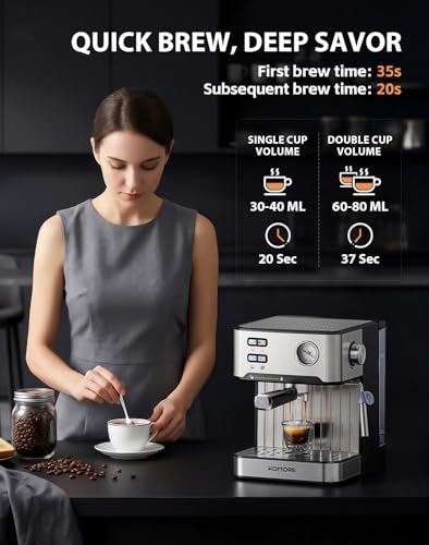 Image of Espresso Machine, 20 Bar, 1.6L, Stainless Steel Coffee Machines