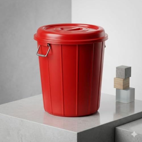 Image of Plastic, [40 LTR, Multi Colour], with Lid Multipurpose Plastic Storage Bucket Drum 40LTR with Check Duster Cloth Free(GIVE Order Maximum 1 Qty WE Cant DISPETCH More Than 1 Qty)