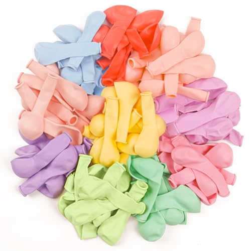 PartyWoo Pastel Balloons 50 pcs 5 Inch Small Mini Pastel Rainbow Color Latex Spring Balloons for Graduation Baby Shower Gender Reveal Easter Birthday Party Decorations