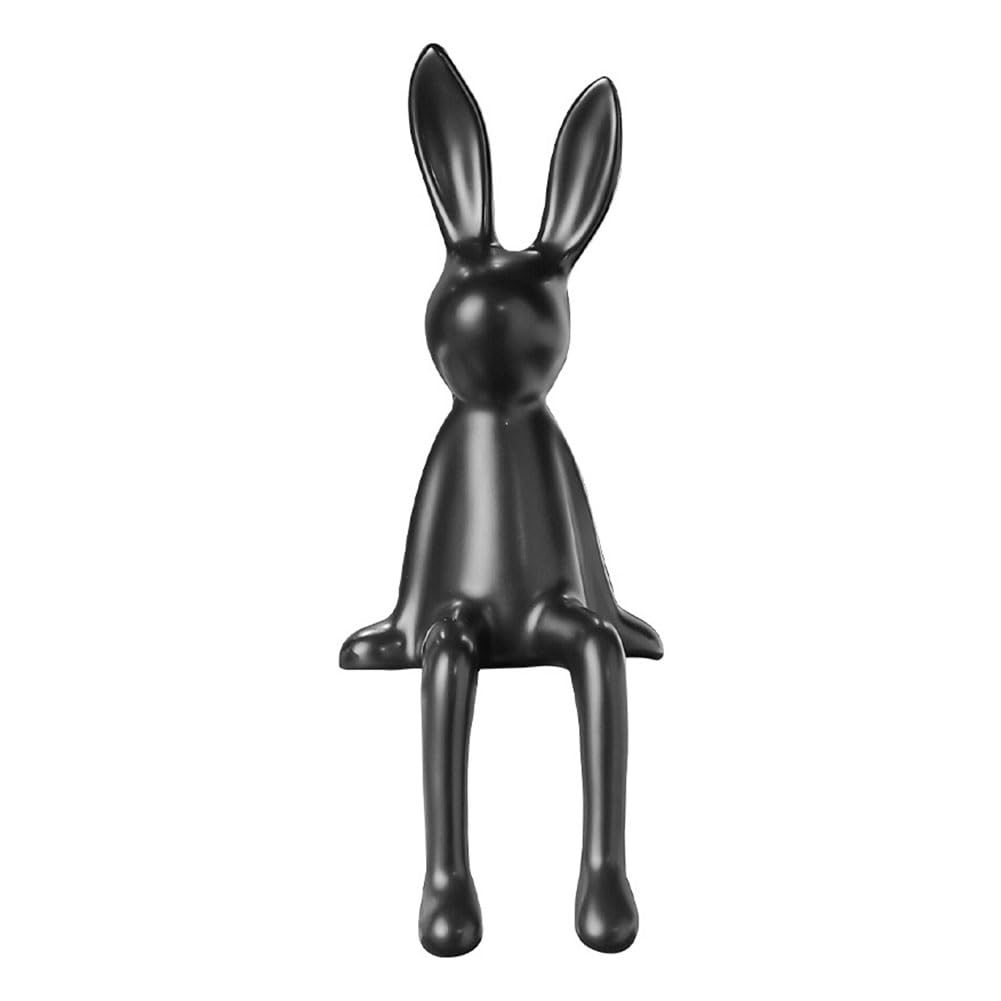 CTRLZS Sitting Bunny Figurine Statue Cute Long Eared Decor Room Decor for Desk Bookshelf Gift for Friends Black
