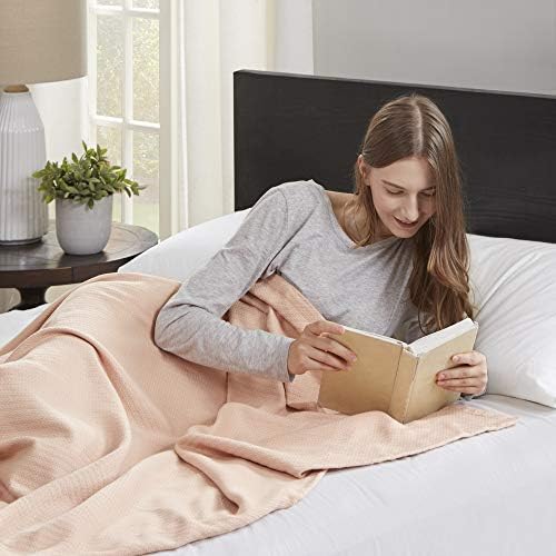 Image of Madison Park Liquid Cotton Luxury Blanket Premium Soft Cozy 100% Ring Spun Cotton For Bed , Couch or Sofa, King, Blush