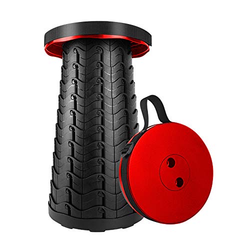Ksera Telescópico Taburete Plegable, Portátil Plastico Asiento de Taburete Plegable Ligero para baño de Cocina Interior, Acampar al Aire Libre Pesca Senderismo Carga máxima 397 LB (Rojo)