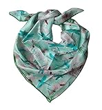 Material: Satin. LIDA LYDI Quadratischer Schal aus 100% Seide, Maße 90 cm x 90 cm. Blaue Farbe.