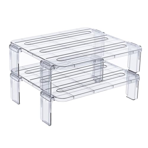 TOGEVAL 2 Piezas Estante Apilable Transparente para Cocina Unidades Organizador Resistente para Almacenamiento de Alimentos Refrigerador y Congelador Fácil Limpieza y Diseño Duradero