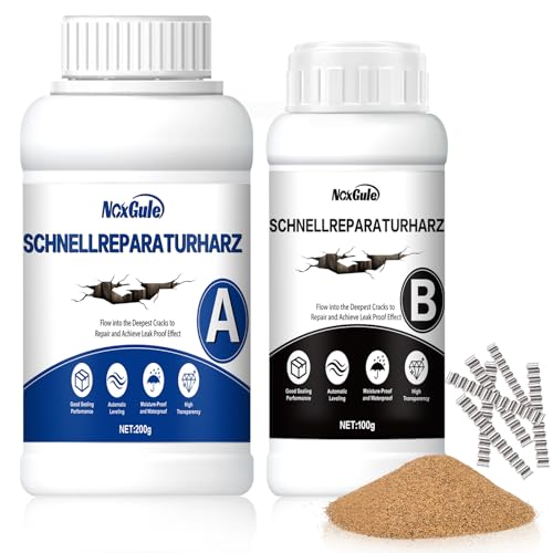 NoxGule 300g Kit Mortero Cemento, Lechada para Juntas Suelo, Mortero Autonivelante | 200g Arena Cuarzo, 30 Abrazaderas Regla | Utilizado para Reparar Grietas en Paredes y Carreteras