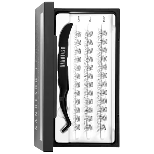 Pestañas autoadhesivas Nanolash - pre glued pestañas, pre-pegadas pestañas en racimos, DIY pestañas postizas pre glued, pestañas postizas self adhesive kit de extensión (CLASSY)