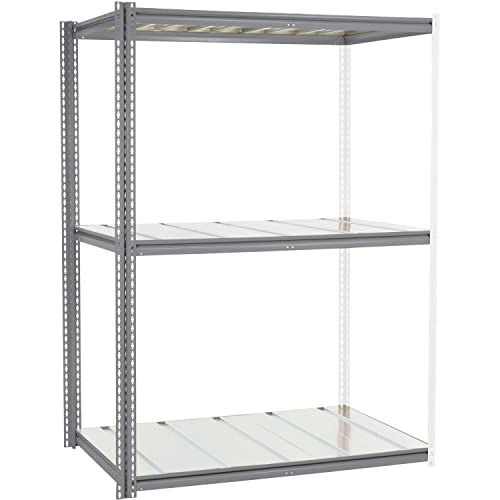 Global Industrial High Cap. Add-On Rack 60Wx24Dx84H 3 Levels Steel Deck 1300lb Per Level Gry