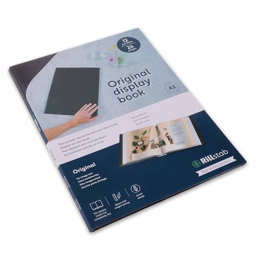 Brochure A3 à anneaux et livre d'affichage noir à 12 pochettes