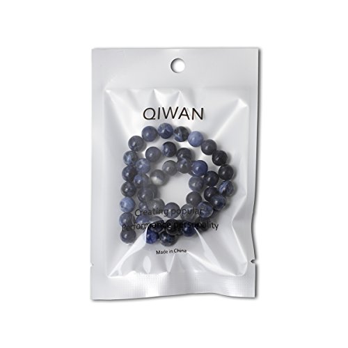 Qiwan 45PCS 8mm Blue Sodalite Natural Gemstone Loose Beads Round Crystal Energy Stone Healing Power for Jewelry Making 1 Strand 15"