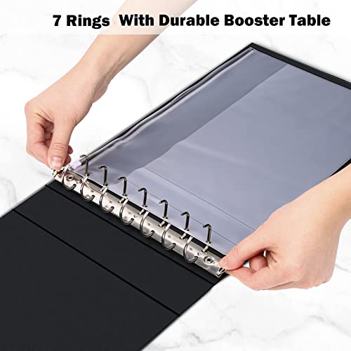 Check Business 7 Rings Book Binder With Zip Document Pouch, Large Office Executive Checkbook Register Holder, 600 Checks Capacity For 9" X 13" Sheets & 3-Per-Page #TOP2