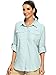 Womens UPF 50 Long Sleeve Sun Shirt Safari Hiking Quick Dry UV Protection Button Up Travel Shirt for Fishing Gardening Africa (US, Alpha, Large, Regular, Regular, 6 Light Blue)