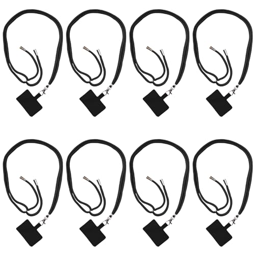 ELANE 8 Pieces Cell Phone Holder Around Neck,Adjustable Crossbody Phone Strap,Cell Phone Lanyard Crossbody Phone Lanyard (Black) by ELANE - Used condition - US$6.13