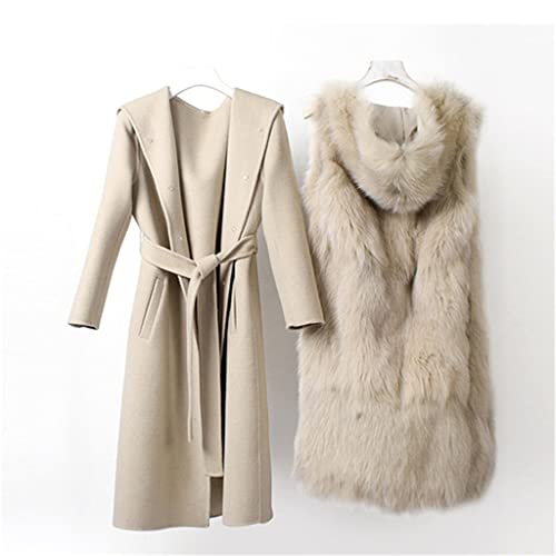 Cfsncm Women Winter Cashmere Coat Thick Warm Liner Double Sided Wool Coats Female Casual Slim Long Winter Jacket (Color : A, Size : S Code) #TOP19