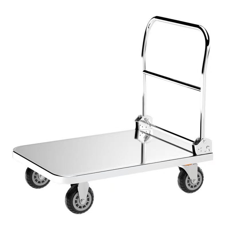 Carretilla plana resistente con plataforma y cuatro ruedas miniatura 1