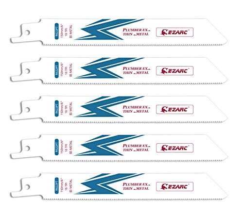 EZARC Reciprozaagblad Bi-Metaal Kobalt Reciprozaagbladen voor Dun Metaal Snijden 150mm 18TPI R622PT (5 Stuks)