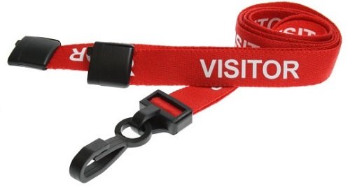 Identity-Plus: Red J Clip Pre-Printed Visitor Lanyard (50)