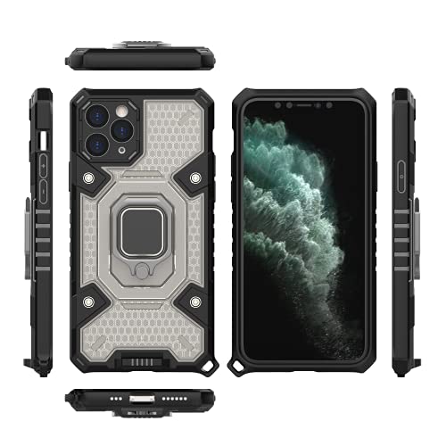 Image of zivite Thermoplastic Polyurethane Tough Armor Bumper Back Case Cover For iPhone 11 Pro|Ring Holder & Kickstand In-Built|360 Degree Protection Back Case Cover For iPhone 11 Pro (Black)