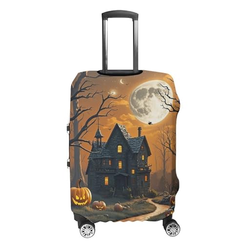 Spooky Halloween Luggage Cover, Elastic Luggage Protector Fits 19-32in Suitcases, Washable & Anti-Scratch Suitcase Cover for Men Women M4