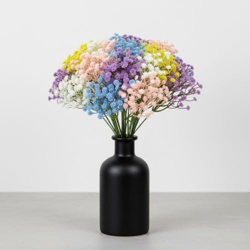 Image of SATYAM KRAFT 20 Pcs Artificial Baby's Breath Flowers (Gypsophila) Bouquet for Gifting, Home Decor, Bedroom, Table Centerpiece, DIY Craft, Wedding Decoration (28.5 cm, Without Vase) (Multi)