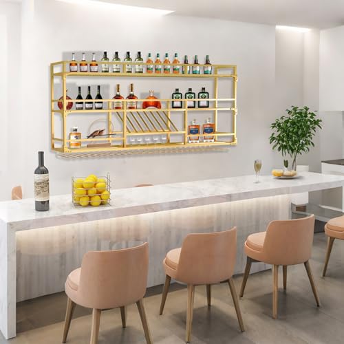 Range Bouteille avec Lumière LED structure métallique dorée premium - 3