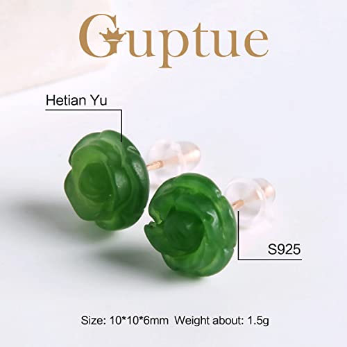 Natural green jade stud 925 sterling silver earrings for Women Owl real hetian jade critters 925 sterling silver earrings 18K gold plated Birthday Jewelry3
