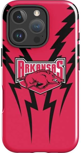 Skinit Impact Phone Case Compatible with iPhone 16 Pro Max - Officially Licensed University of Arkansas-Fayetteville Razorbacks Black Design