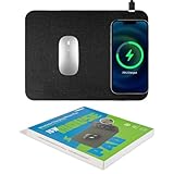 Fast Wireless Charging Mouse Pad 15W, Office Desk Pad with Ultra-Smooth Surface Non-Slip Rubber Base, Waterproof Mousepad for Computers/Office/Work/Home/Pad for iPhone Samsung (Black)