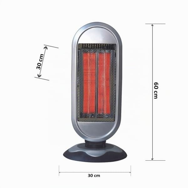 Estufa halógena de Carbono Fulgor 900W Negro y Plata | 2 potencias, función oscilante, 2 elemntos, termostato Regulable