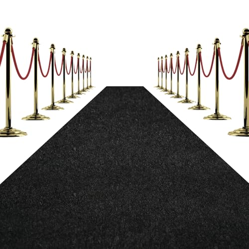 Black Carpet Runner 3x10 ft Extra Thick 450 GSM Non-Slip Waterproof Aisle Rug for Weddings Parties Events Banquets & Proposals
