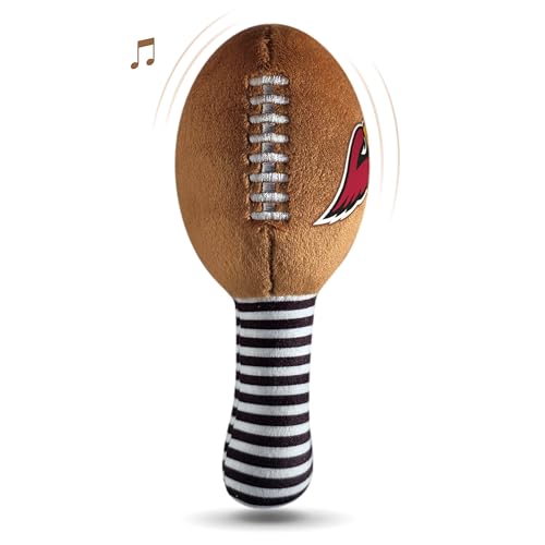 Image of Arizona Cardinals Plush Football Rattle by Smilo - Officially Licensed NFL Baby Rattle Toy - Soft Baby Rattle with Bell - for Babies and Toddlers from 3 Months